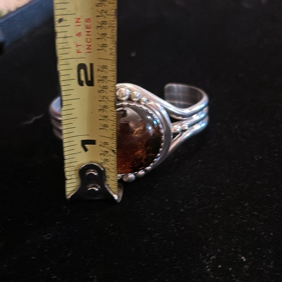 Sterling silver and Baltic amber cuff - Picture 12 of 13